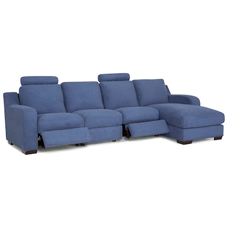 Contemporary 4-Seat Power Reclining Sectional Sofa with Power Tilt Headrests